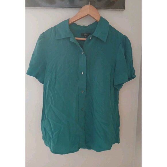 J. Crew Short Sleve Button-Up Shirt 100% Silk - Picture 1 of 9